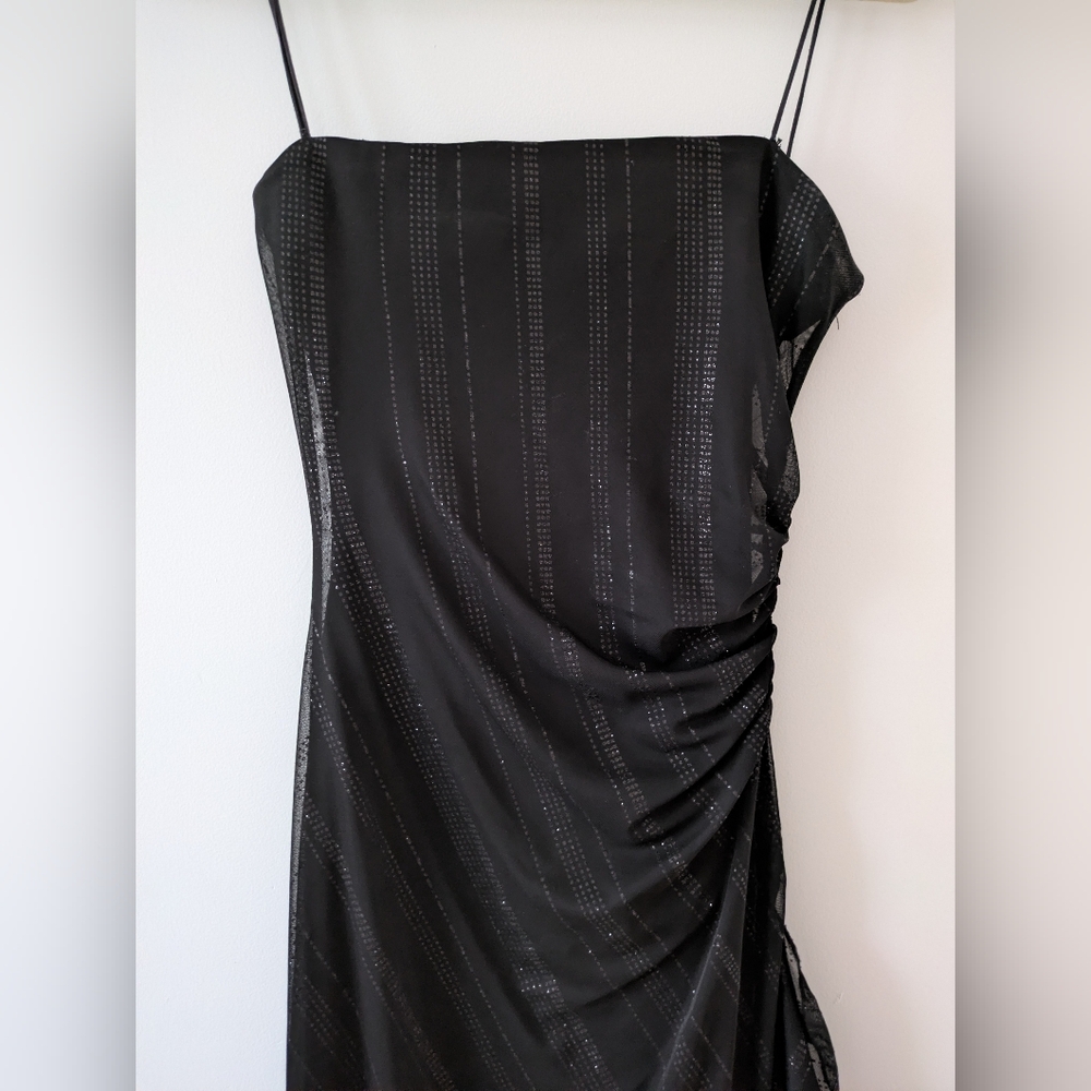 Suzy Shier Y2K Glamorous Vampy Black Dress with Metallic Highlights